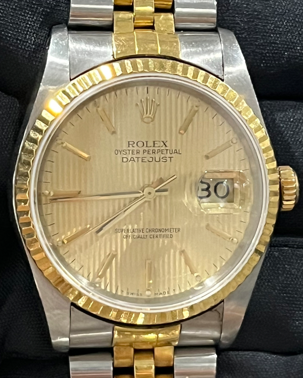 Rolex Datejust 36MM Champagne "Tapestry" Dial Jubilee Bracelet (16233)