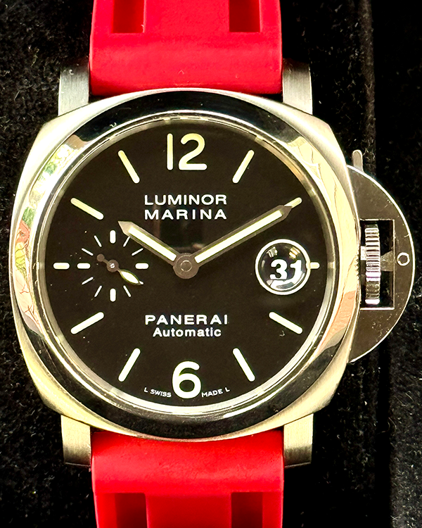 Panerai Luminor Marina Automatic 40MM Black Dial Aftermarket Rubber Strap (PAM00298)