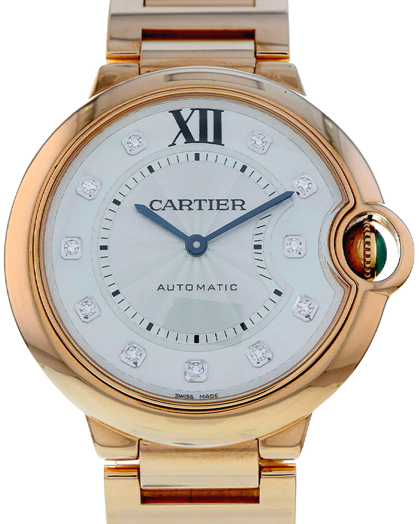 Cartier Ballon Bleu 36MM Silver Dial Gold Bracelet (WE902026)