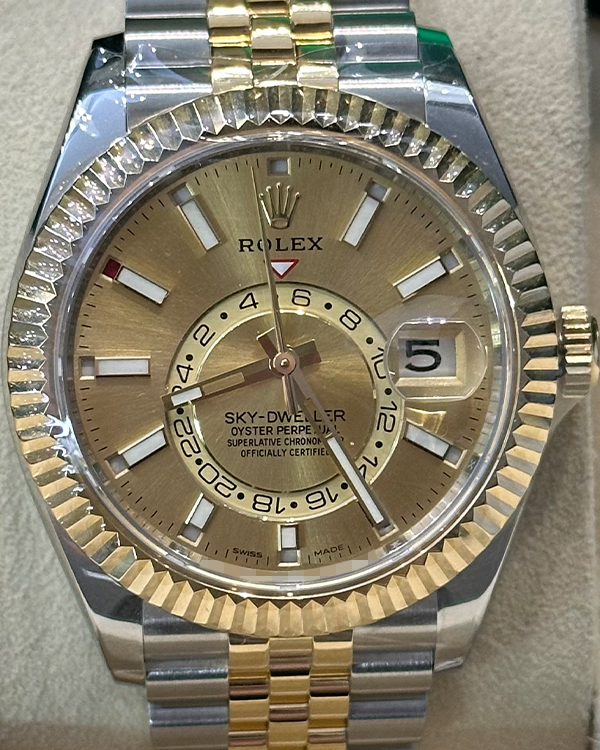 2022 Rolex Sky-Dweller 42MM Champagne Dial Two-Tone Jubilee Bracelet (326933)