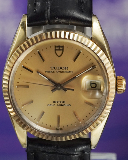 Tudor Prince Oysterdate 34MM Champagne Dial Aftermarket Leather Strap (74035)