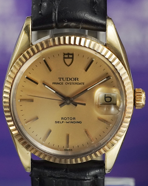 Tudor Prince Oysterdate 34MM Champagne Dial Aftermarket Leather Strap (74035)
