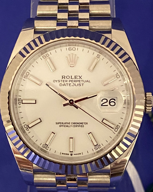 2022 Rolex Datejust 41 Oystersteel Jubilee Bracelet Fluted Bezel White Dial (126334)