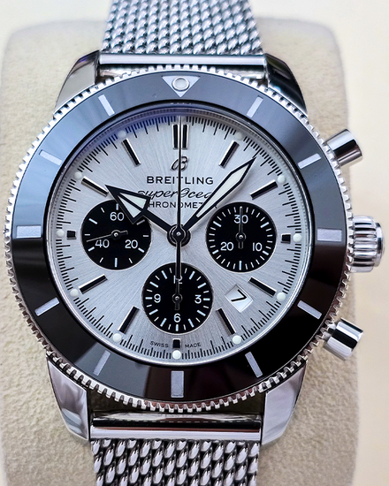 No Reserve - 2023 Breitling Superocean Heritage 44MM Silver Dial Steel Bracelet (AB0162)