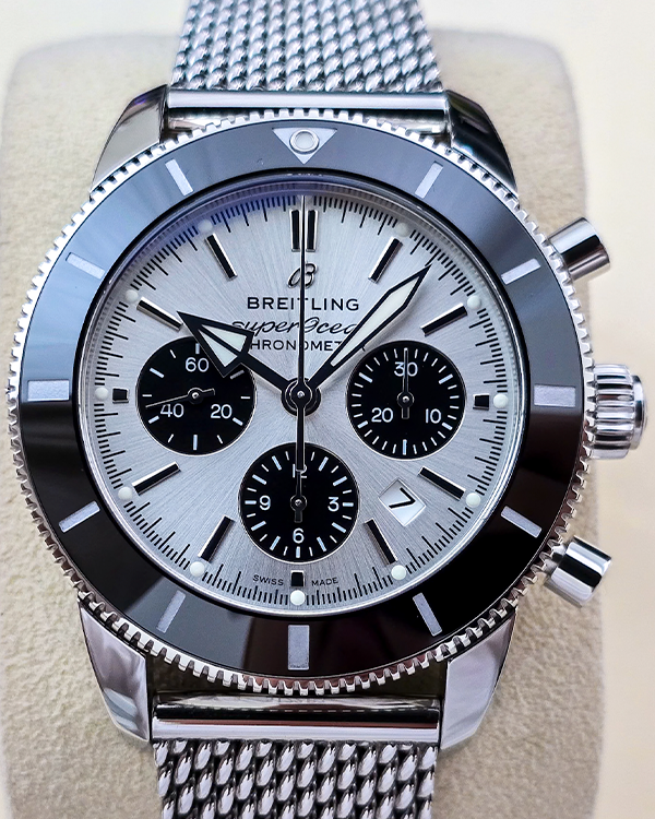 No Reserve - 2023 Breitling Superocean Heritage 44MM Silver Dial Steel Bracelet (AB0162)