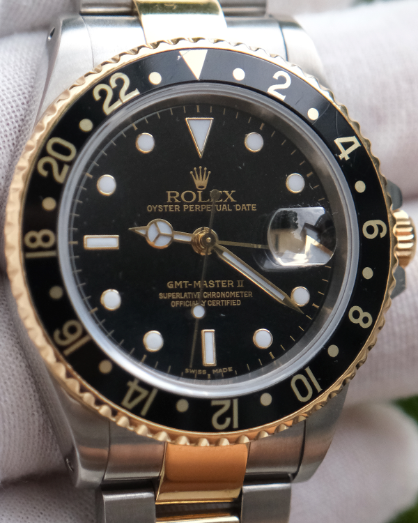 Rolex GMT-Master ll 40MM Black Dial Two-Tone Oyster Bracelet (16713)