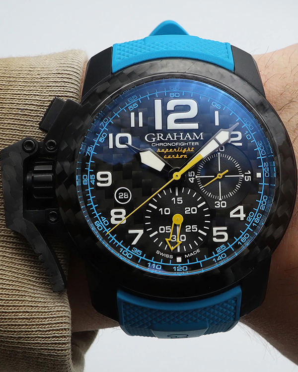 Graham Chronofighter Superlight Carbon 47MM Black Dial Rubber Strap (2CCBK.B30A)