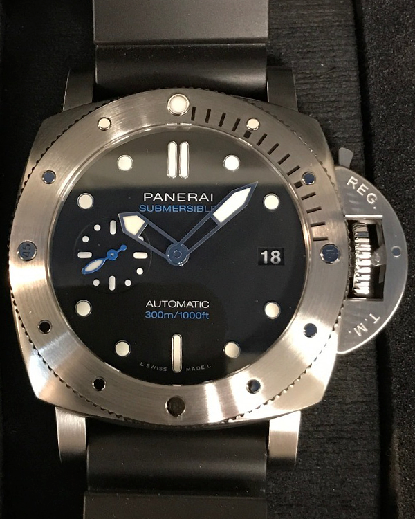 2024 Panerai Submersible 42MM Black Dial Rubber Strap (PAM00973)