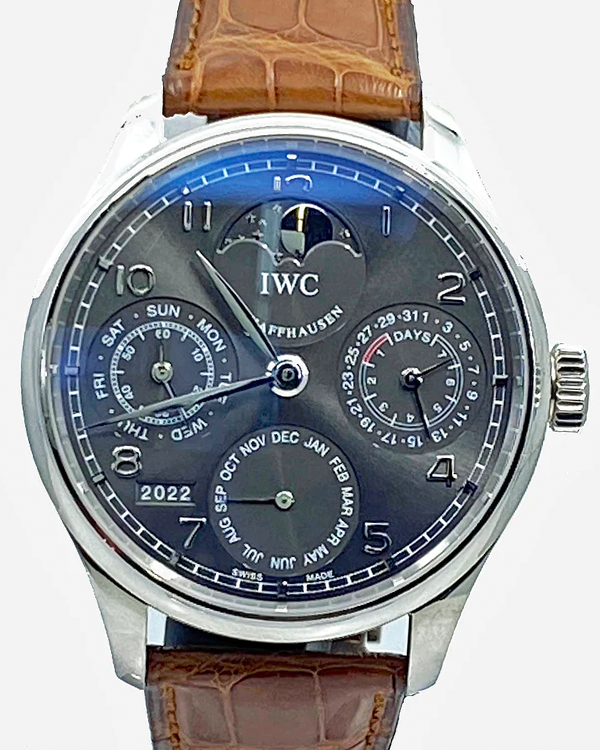 IWC Schaffhausen Portugieser Perpetual Calendar 44.2MM Slate Dial Leather Strap (IW502307)