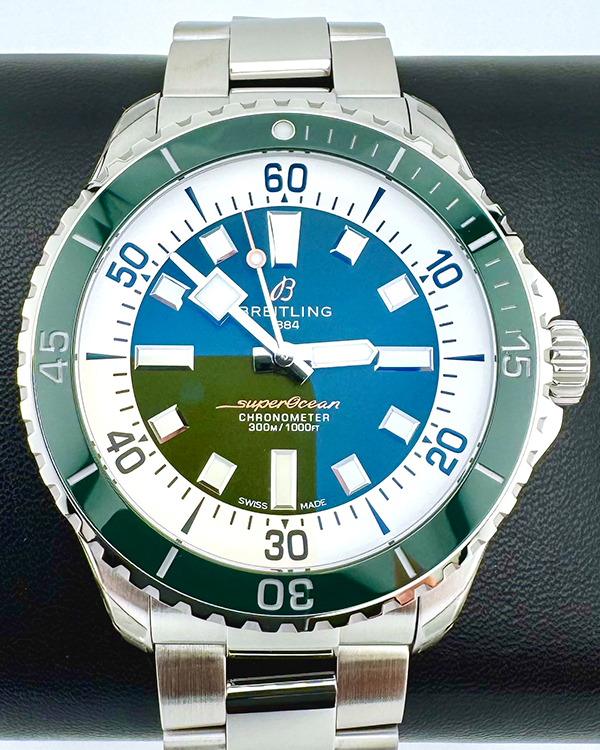 No Reserve - 2024 Breitling Superocean 44MM Green Dial Steel Bracelet (A17376A31L1A1)