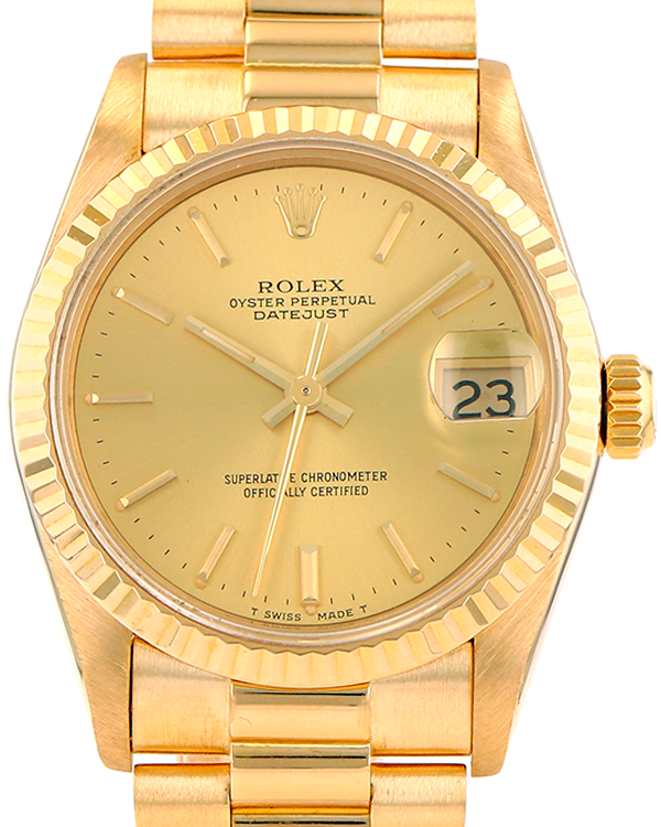 Rolex Datejust 31MM Champagne Dial Yellow Gold President (68278)