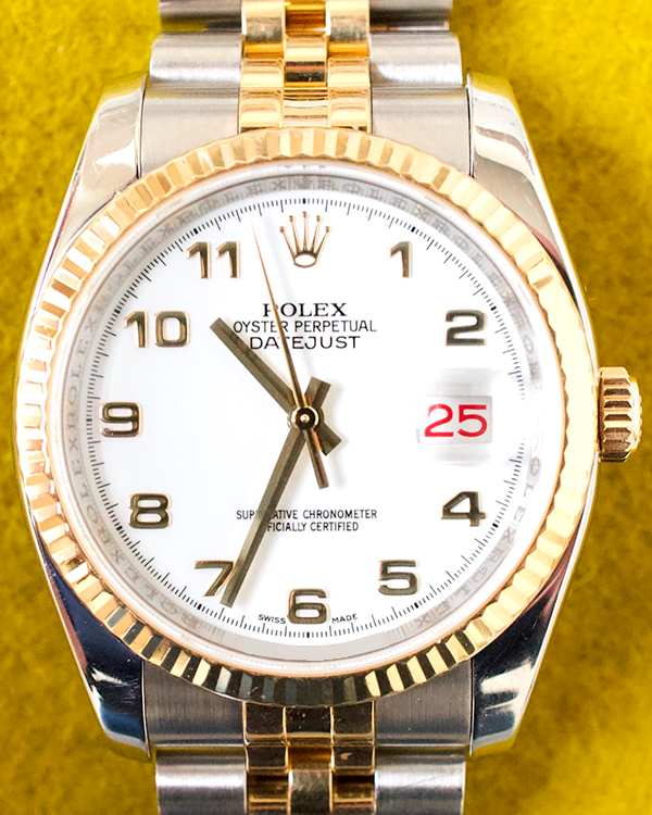 2010 Rolex Datejust 36MM White Dial Two-Tone Jubilee Bracelet (116233)