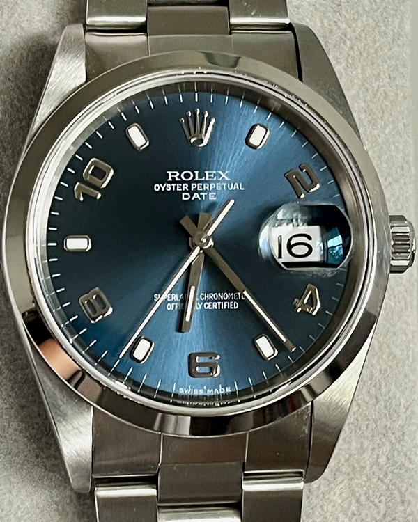 Rolex Oyster Perpetual Date 34MM Oystersteel Blue Dial (15200)