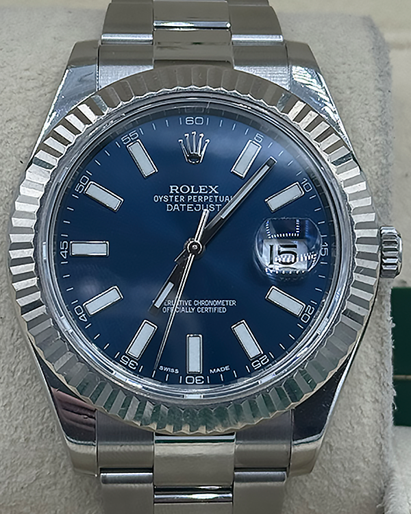 2015 Rolex Datejust II 41MM Blue Dial Steel Bracelet (116334)