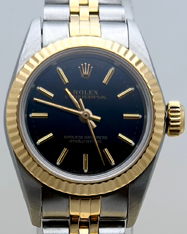 Rolex Oyster Perpetual 26MM Black Dial Two-Tone Jubilee Bracelet (67193)