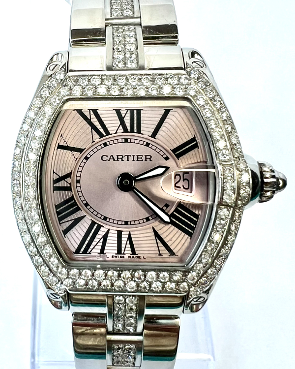 Cartier Roadster 31x21.55MM Quartz Pink Dial Steel Bracelet (2675)