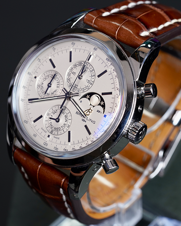 2012 Breitling Transocean Chronograph 1461 Steel Silver Dial 