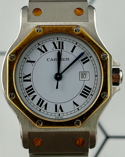 1985 Cartier Santos Octagon 25MM Quartz White Dial Two-Tone Bracelet (187903)