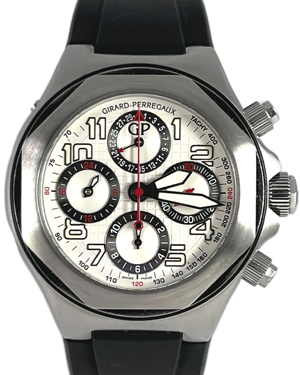 Girard Perregaux Laureato EVO3 Chronograph 44MM White Dial Rubber Strap (80180-11-113-FK6A)