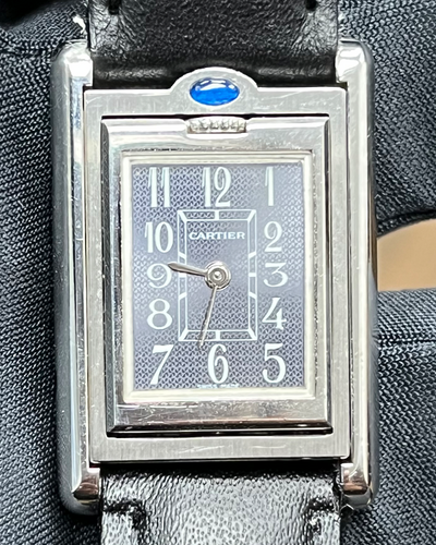 Cartier Tank "Basculante" 22x32MM Quartz Grey Dial Aftermarket Leather Strap (2386)