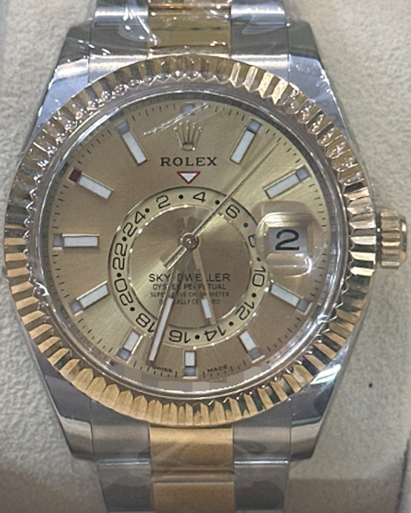 2021 Rolex Sky-Dweller 42MM Champagne Dial Two-Tone Bracelet (326933)