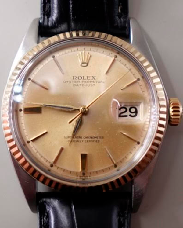 Rolex Datejust 36MM Patina Champagne Dial Leather Strap (1601)