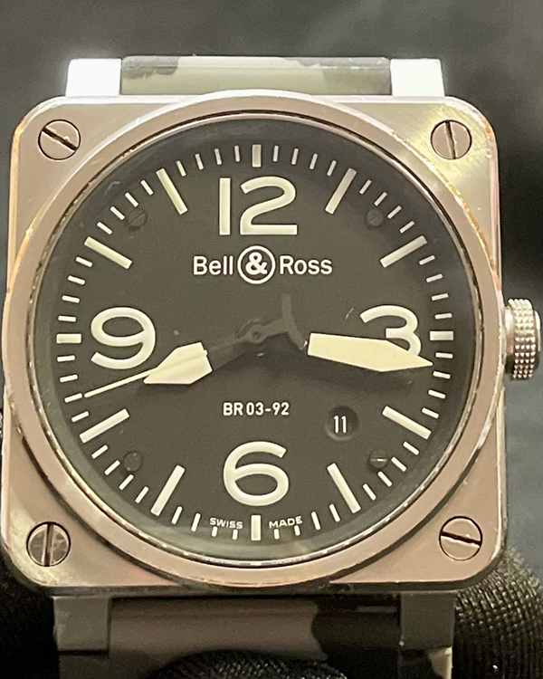 No Reserve - Bell & Ross BR 03 42MM Black Dial Rubber Strap (BR03-92-S)