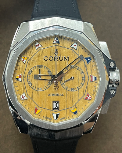 2018 Corum Admiral's Cup Legend 45MM Brown Wood Dial Leather Strap (116.101.20/F249 AW02)