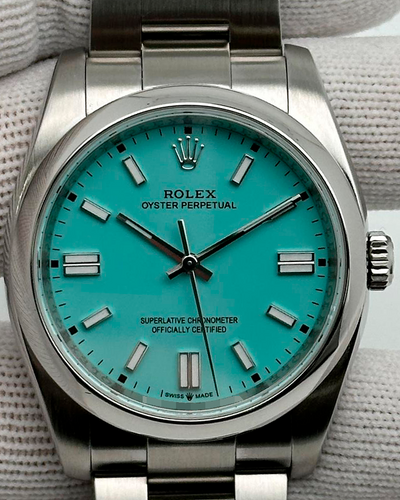 Rolex Oyster Perpetual 36MM Aftermarket Tiffany Blue Dial Oyster Bracelet (116000)