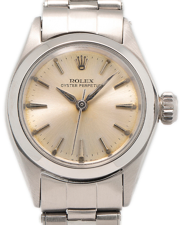 Rolex Oyster Perpetual Ladies Vintage 25MM Silver Dial Steel Bracelet (6618)