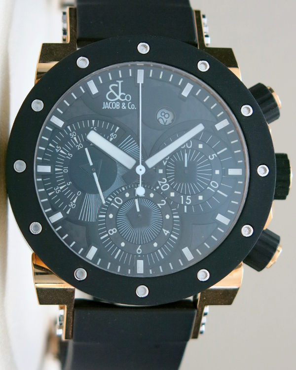 Jacob & Co. Epic II Chronograph 47MM Black Dial Rubber Strap (E2RGCP)