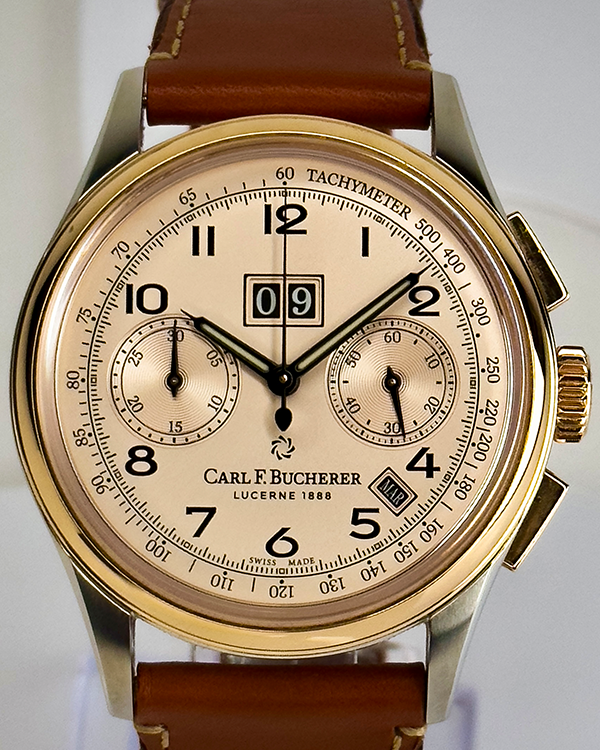 2020 Carl F. Bucherer Heritage BiCompax Annual Calendar 41MM Champagne Dial Leather Strap (00.10803.07.42.01)