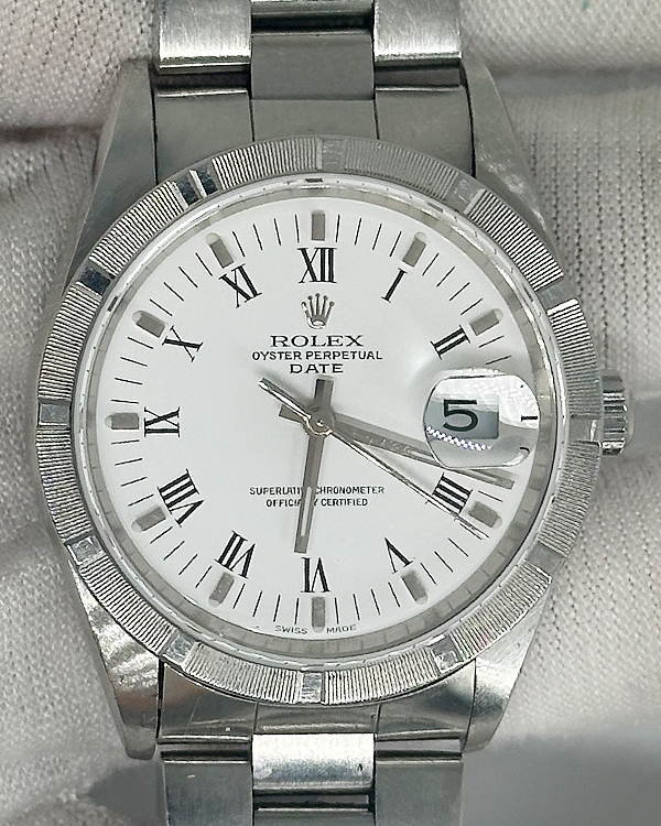 Rolex Oyster Perpetual Date 34MM White Dial Steel Bracelet (15210)