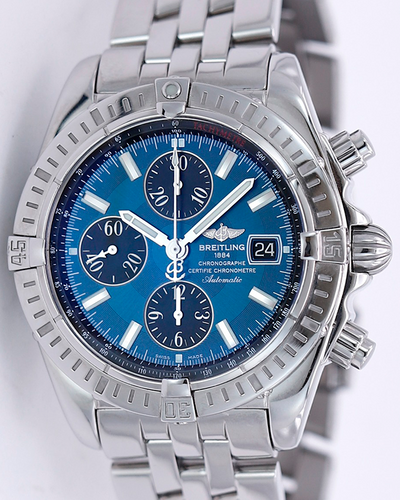 Breitling Chronomat Evolution 44MM Blue Dial Steel Bracelet (A13356)