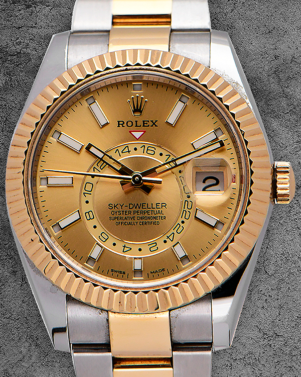 2018 Rolex Sky-Dweller 42MM Champagne Dial Two-Tone Oyster Bracelet (326933)