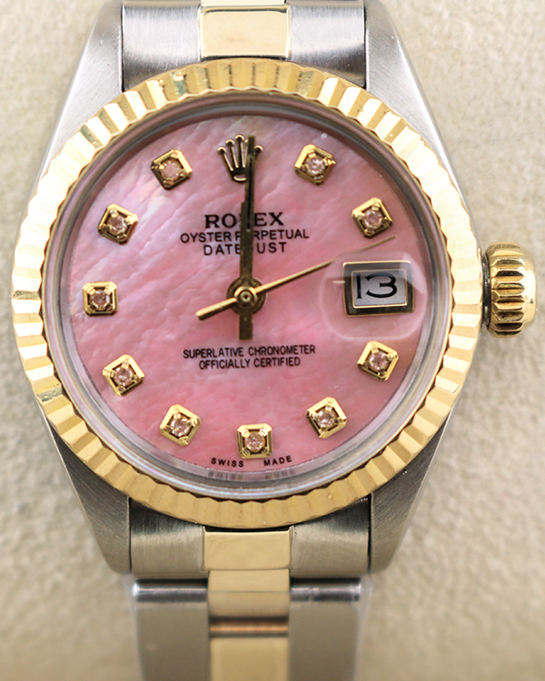 Rolex Lady-Datejust 26MM Aftermarket Pink MOP Dial Two-Tone Bracelet (6917)