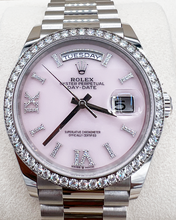 2022 Rolex Day-Date 36MM Pink Opal Dial White Gold President Bracelet (128349RBR)