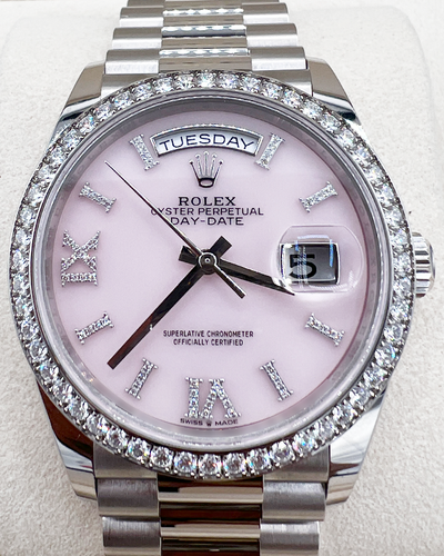 2022 Rolex Day-Date 36MM Pink Opal Dial White Gold President Bracelet (128349RBR)