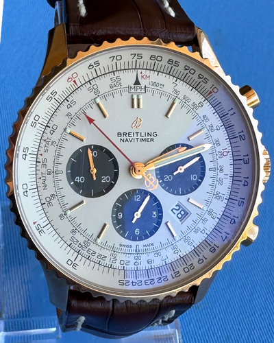 Breitling Navitimer 1 B01 Chronograph 46MM Silver Dial Leather Strap (RB0127121G1P1)