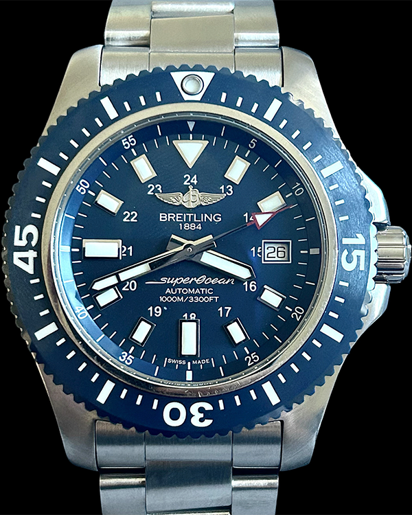 No Reserve - 2018 Breitling Superocean 44MM Blue Dial Steel Bracelet (Y1739316/C959)