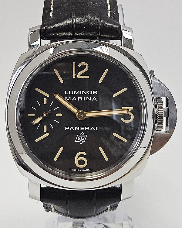 2018 Panerai Luminor Marina "Logo Acciaio" 44MM Black Dial Leather Strap (PAM00632)