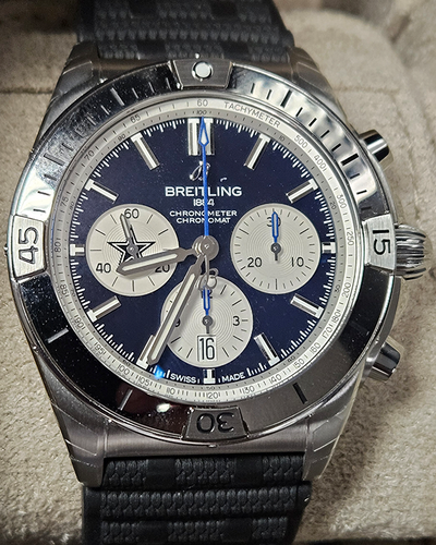 2024 Breitling Chronomat NFL Dallas Cowboys Edition L. E. 42MM Blue Dial Rubber Strap (AB01342B1C1S1)