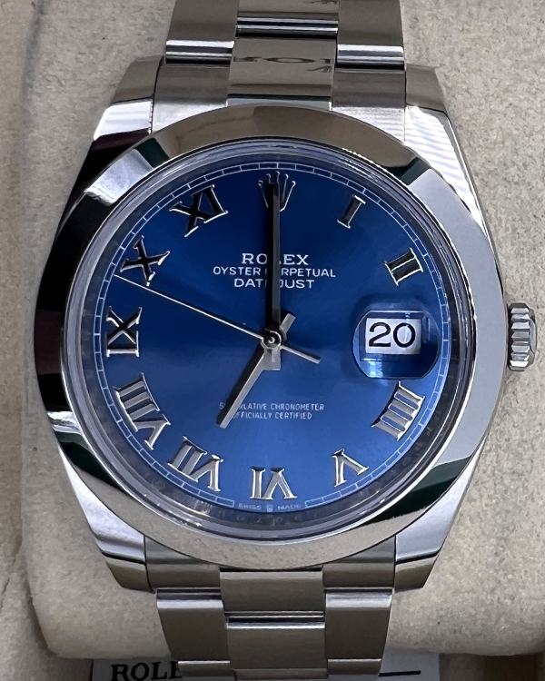 2021 Rolex Datejust 41 Oystersteel Azzurro-Blue Dial (126300)