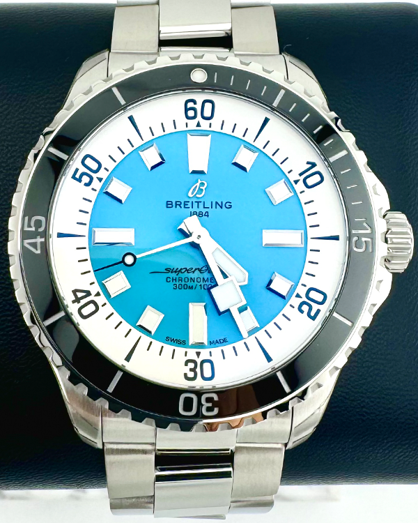 No Reserve - 2024 Breitling Superocean 44MM Turquoise Dial Steel Bracelet (A17376)