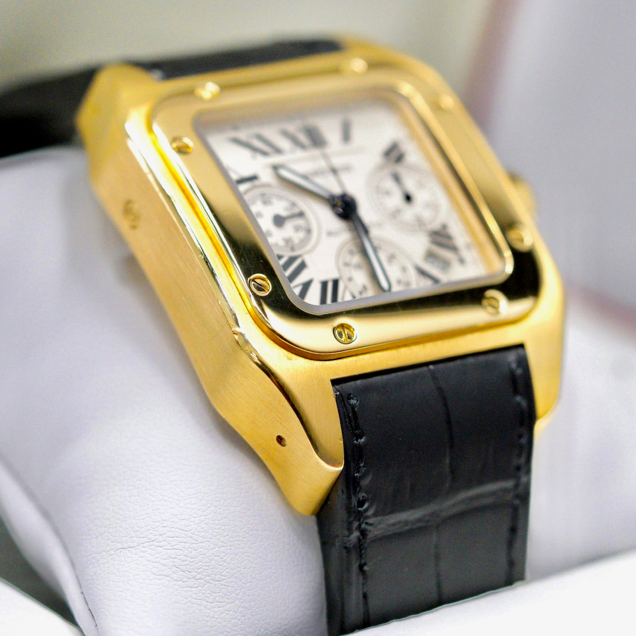 Cartier Men's Santos 100 41.3mm Silver Leather