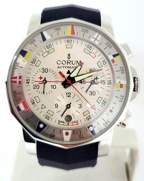 CORUM Admiral's Cup 腕時計 Corum Admiral's Cup Chronograph 44MM Silver Dial Rubber Strap
