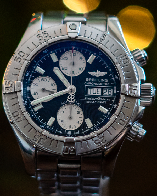 No Reserve - Breitling Superocean Chronograph II 42MM Black Dial Steel Bracelet (A13340)