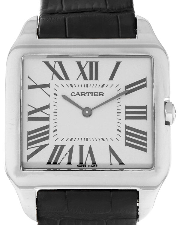 Cartier Santos Dumont 35MM White Dial Leather Strap (W2007051)