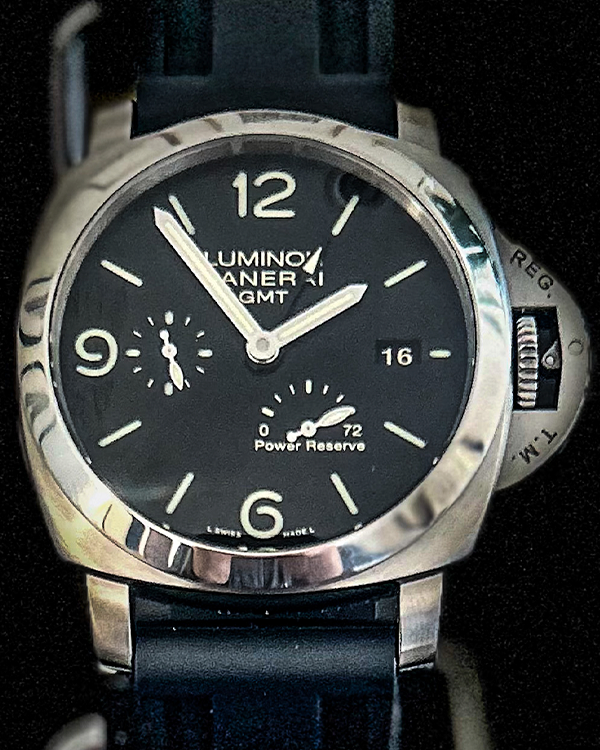 2016 Panerai Luminor GMT 1950 3 Days 44MM Black Dial Rubber Strap (PAM00321)