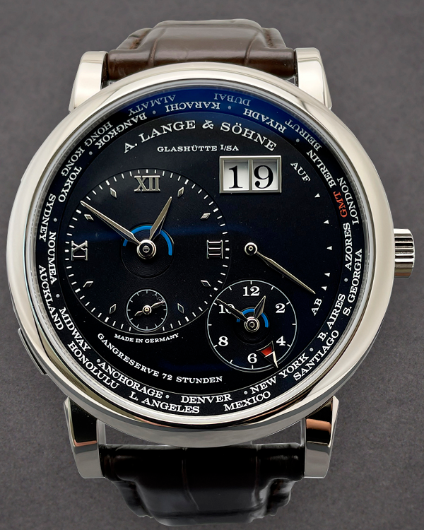 A. Lange & Sohne Lange 1 Time Zone 41.9MM Black Dial Leather Strap (136.029)